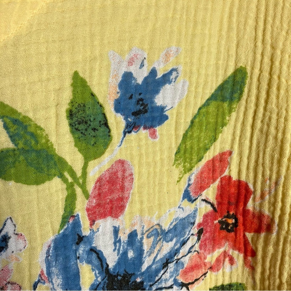 JESS & JANE Cotton Gauze Top XL Short Sleeve Floral Lagenlook Boho Spring Boho - Picture 7 of 10